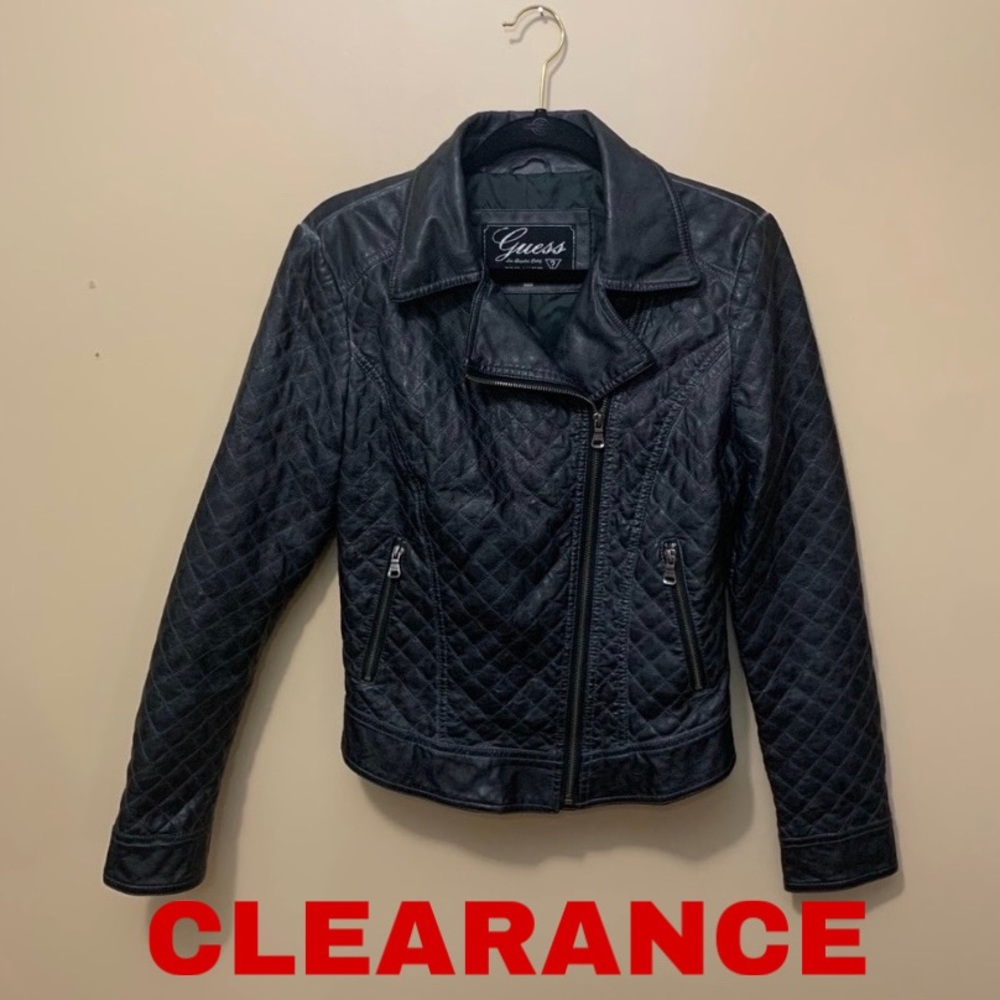 Vintage Guess Quilted Faux Leather Jacket